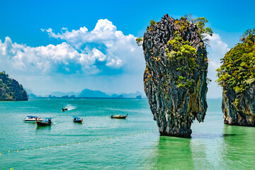 James Bond island in Phang Nga bay, Phuket Thailand nature © elenvd