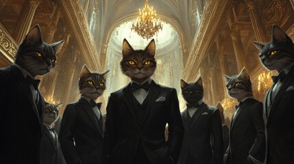 Cats in Suits, a  Funny Illustration