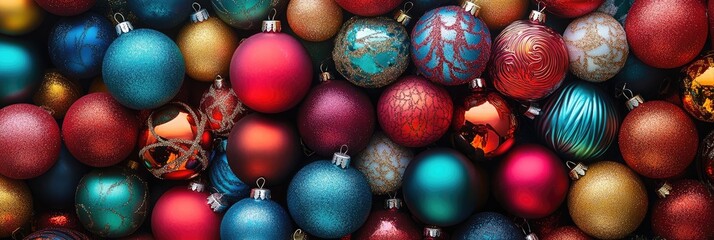 Huge Pile of Colorful Christmas Ornaments