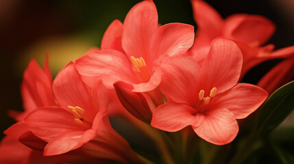 Fototapeta premium close up of red Bouvardia flowers in the garden , in spring 