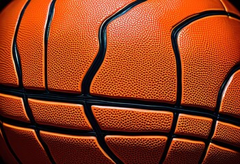 Fototapeta premium detailed close basketball surface textured patterns color variations highlighting unique characteristics, features, rubber, grip, design, markings, lines