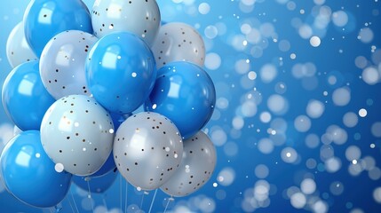blue and white balloons background celebration birthday banner