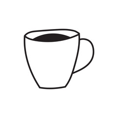 Coffee and tea cup outline icon isolated flat design vector illustration on white background.