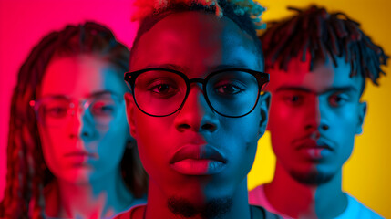Obraz premium Collage Made Close Portraits Different