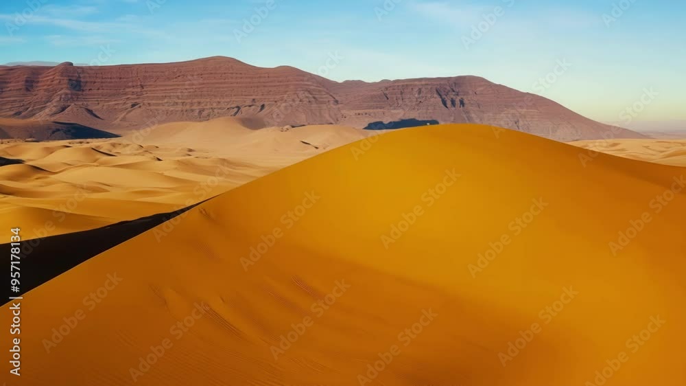 Poster the wind is creating beautiful shapes in the sand, while the sun bathes the scene in a warm, golden 