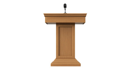 Wooden Podium with Microphone isolated on Background.