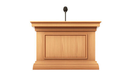 Wooden Podium with Microphone isolated on Background.