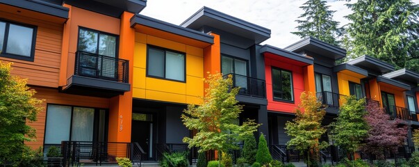 Vibrant Modern Townhouses with Colorful Facades