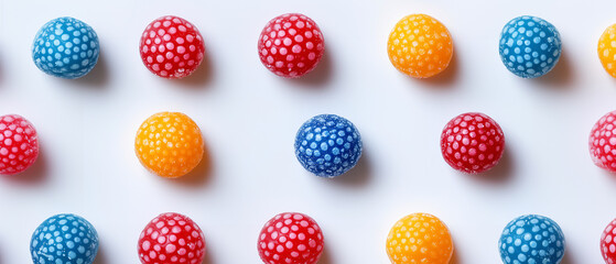  Multicolored candies seamless pattern on a white background