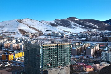 The panoramic view of the entire city of Ulaanbaatar, mongolia
