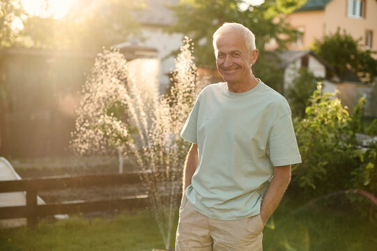 Portrait of happy elder man