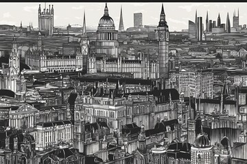 Fototapeta premium Silhouettes of&nbsp;London skyline