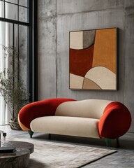 Modern Living Space with Bold Sofa and Industrial Touches