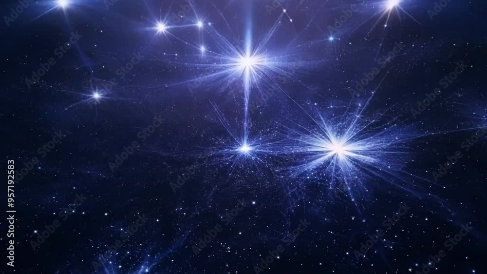 Poster captivating fantasy illustration of exploding stars in deep space, with mesmerizing lights and color