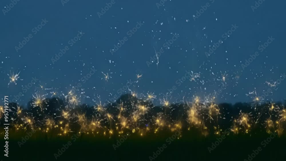 Poster Captivating fantasy landscape with glowing plants in forest clearing on mysterious night, creating magical atmosphere perfect for wonder filled projects