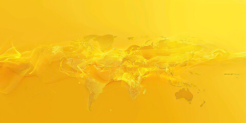 An infographic illustrating the geographic distribution of foreign direct investment flows, presented on a minimalist abstract background. Color: Yellow.