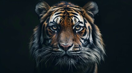 Fototapeta premium Close-up Portrait of a Tiger's Face with Intense Eyes