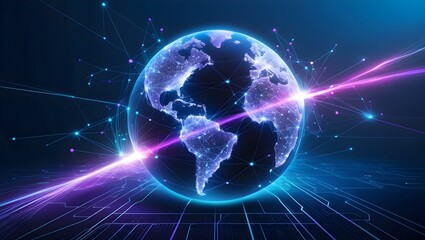 Fototapeta premium communication concept cyberworld with world map