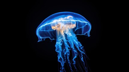 Obraz premium A glowing jelly fish with dark background