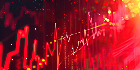 Financial Data Chart in Bold Red - A bold, colorful chart depicting financial data in red, conveying confidence and strength.