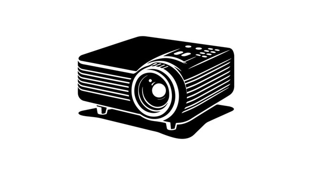 black and white projector on white background clip art preview