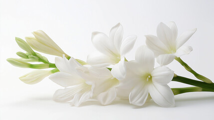 white Tuberose flowers  isolated on white background