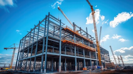 Modern Industrial Warehouse Under Construction