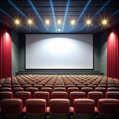 Empty Seats in a Theater, Digital Illustration, Cinematic Atmosphere, Movie Theater, Movie Night, Cinema, Entertainment