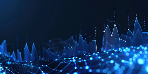 National Debt Level Graph in Stable Navy Blue - A stable navy blue graph illustrating national debt levels, suggesting responsibility and control.
