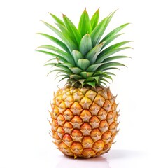 Fototapeta premium Fresh Whole Pineapple Isolated on White Background, Pineapple Fruit, Tropical Fruit, Summer Fruit