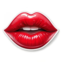 Glossy Red Lips Sticker, Lips, Kiss, Beauty