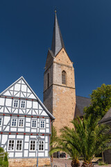 Altstadt und Nikolaikirche in der Hansestadt Korbach im Landkreis Waldeck-Frankenberg, Hessen, Deutschland