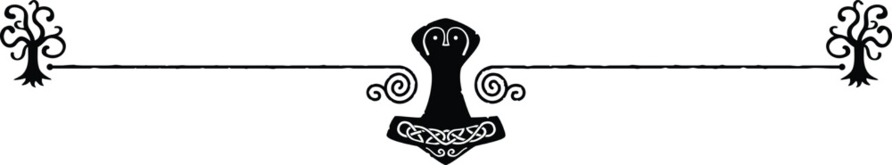 Celtic Tree and Viking Thor Hammer Symbol Header
