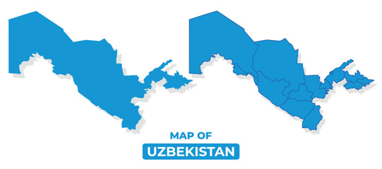 Vector Uzbekistan map set simple flat illustration with borders of regions