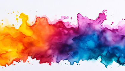 Obraz premium Vibrant watercolor splash in warm and cool tones creates an eye-catching abstract background perfect for creative designs.