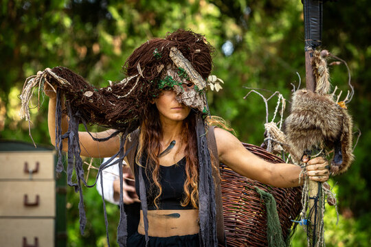 Actress performing in fantasy show wearing handmade costume