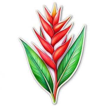 recommend clip art: Paper Cut-Out Tropical Flower, Red, Green, White, Illustration, Nature, Tropical