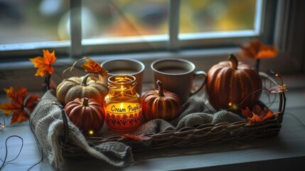 Fototapeta premium A photo of an amber glass candle in the middle