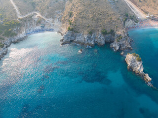 Obraz premium Ionian Sea, mirror beach Saranda, Albania, most beautifully beach, crystal clear sea