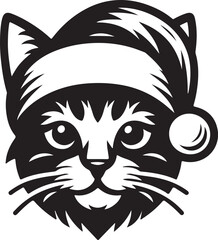 Merry Christmas-Santa-Cute cats silhouette vector