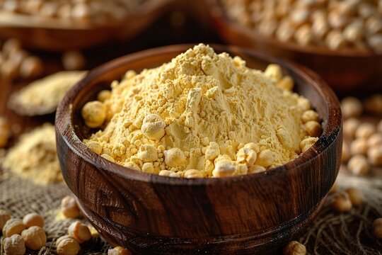 Ground Bengal gram flour known as besan or chickpea flour