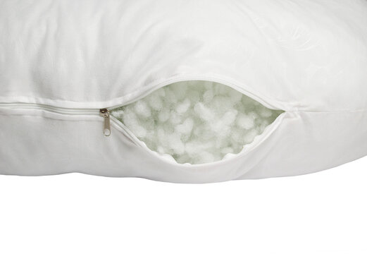 Open pillow with holofiber filling