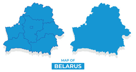 Vector Belarus map set simple flat illustration with borders of regions