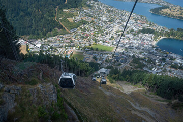 The gondola of Queenstown, one of the most popular attraction in New Zealand where can bring the tourists to see the stunning cityscape view of Queenstown from the top of viewpoint. © Asanee