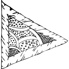 fantasy triangles in hand-drawing style. Patterns and dots. PNG