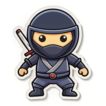 recommend clip art: Sticker Illustration of a Cartoon Ninja with a Sword, Cartoon, Ninja, Sticker