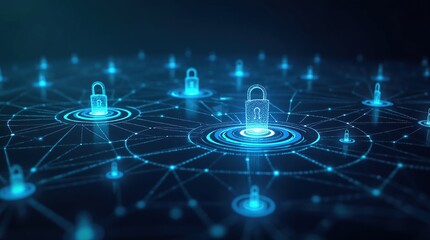 Futuristic interface displaying secure network with advanced tech protocols