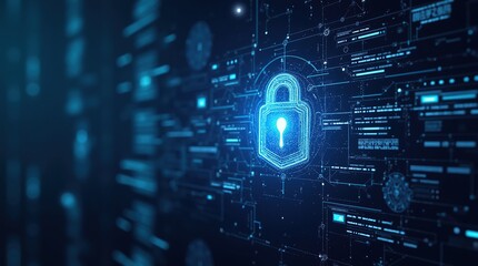 Futuristic interface with advanced network security protocols and digital protection