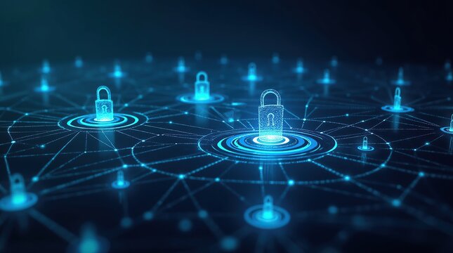 Futuristic interface displaying secure network with advanced tech protocols