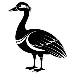 Fototapeta premium Nene bird black silhouette vector illustration isolated on a white background